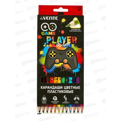 Карандаши 12 цветов deVente Game, трехгранные картонная упаковка 5022126*12/120 Карандаши 12 цветов deVente Game, трехгранные картонная упаковка 5022126*12/120