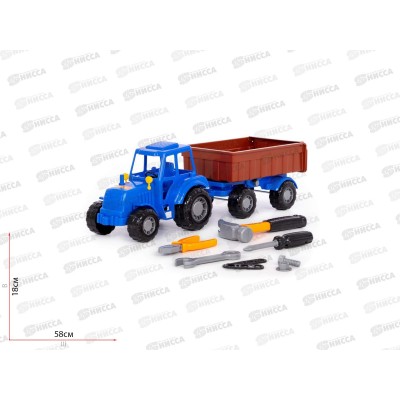 Трактор "Алтай" (синий) с прицепом №1+набор инструментов (в сеточке), 02246 *4 Трактор "Алтай" (синий) с прицепом №1+набор инструментов (в сеточке), 02246 *4