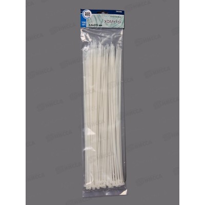Хомуты 3,6*370мм пластик белые 100шт, 3900008 *150 Хомуты 3,6*370мм пластик белые 100шт, 3900008 *150