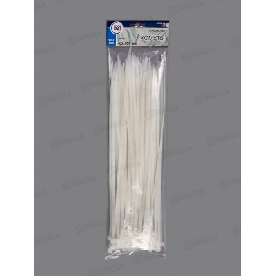 Хомуты 4,5*350мм пластик белые 100шт,  3900013  *120