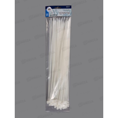 Хомуты 4,5*400мм пластик белые 100шт, 3900014 *100 Хомуты 4,5*400мм пластик белые 100шт, 3900014 *100