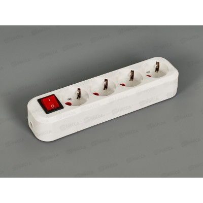 Колодка ПРОГРЕСС с заземлением 4 розетки с выключателем, белая *10/50 Колодка ПРОГРЕСС с заземлением 4 розетки с выключателем, белая *10/50