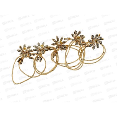 Резинка для волос "Цветок" жемчуг стразы (уп 5шт) №8109 Резинка для волос "Цветок" жемчуг стразы (уп 5шт) №8109