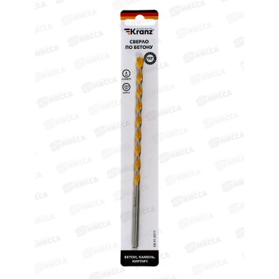 Сверло по бетону 8*200мм цилиндрический хвостик KRANZ, KR-91-0311