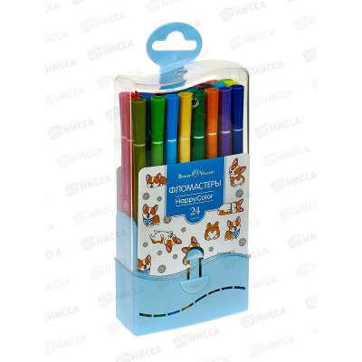 Фломастеры 24 цвета АЛЬТ Happycolor, в пенале, 32-0045  *16/64