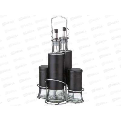 Набор для масла и уксуса и специй на металлической подставке 172-145 Набор для масла и уксуса и специй на металлической подставке 172-145