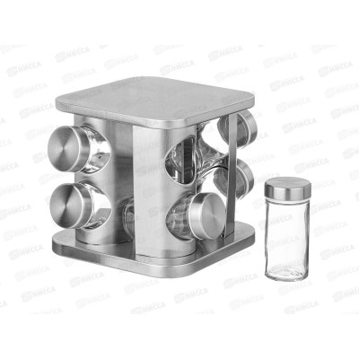 Набор баночек для специй из 8шт 90мл на вращающейся подставке 172-148 Набор баночек для специй из 8шт 90мл на вращающейся подставке 172-148