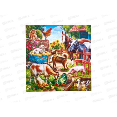 Пазлы фигурный. На ферме. 80 деталей, 30х30,5см, 20855 (ГеоДом)