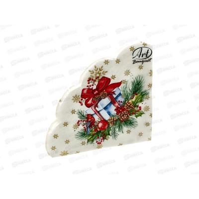 Салфетки 3сл 12л Ф32см Art Bouquet Rond Подарок на новый год,25179 *15