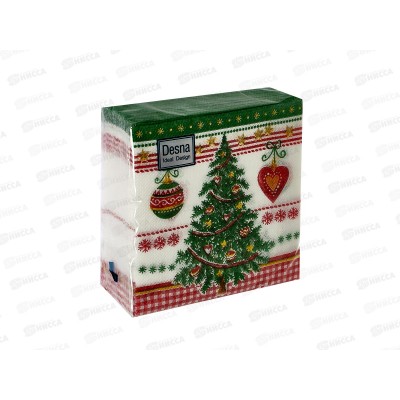 Салфетки 1 слойные 40 листов 24*24 Desna Design Новогодняя ель,57540*32