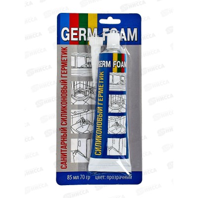 Герметик санитарный GERMFOAM 85мл Прозрачный, на блистере, 618-14 *12/144 Герметик санитарный GERMFOAM 85мл Прозрачный, на блистере, 618-14 *12/144
