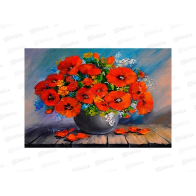 Алмаз. мозаика (блест.) 30х40см Ваза с маками, НД-2709 без подр.