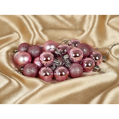 Набор шаров 24шт, 3см Новогоднее настроение, розовый, НУ-5616 Набор шаров 24шт, 3см Новогоднее настроение, розовый, НУ-5616