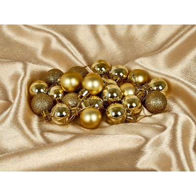 Набор шаров 24шт, 3см Новогоднее настроение, золотой, НУ-5615 Набор шаров 24шт, 3см Новогоднее настроение, золотой, НУ-5615