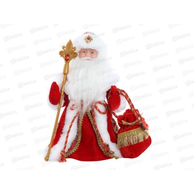 Дед Мороз в красной шубе с мешком, с мелодией, 30см Т-5549