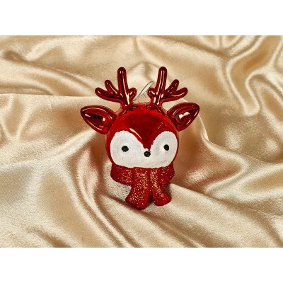 Елочная игрушка Новогодний олененок 7*10,5см красный 916-1134 Елочная игрушка Новогодний олененок 7*10,5см красный 916-1134