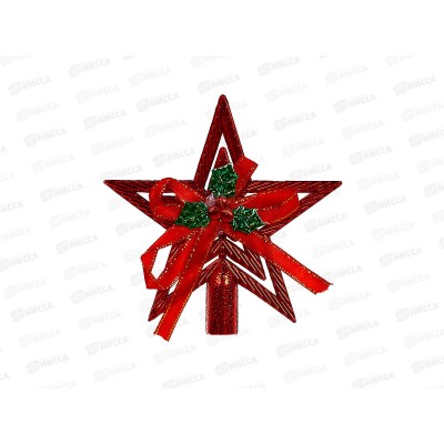 Звезда на елку &quotКлассика&quot с бантом 9,5см красный 201-1096
