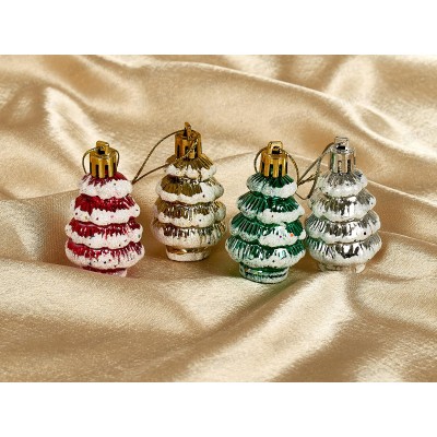 Набор елочных украшений 4шт Елочка 6*3,5см 201-0392 Набор елочных украшений 4шт Елочка 6*3,5см 201-0392