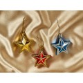 Набор елочных украшений 3шт Звездочки праздничные 5см 196-351 Набор елочных украшений 3шт Звездочки праздничные 5см 196-351