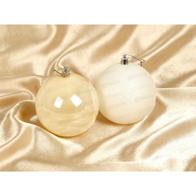 Набор елочных шаров 2шт "Микс фактур" 10см бел/перл 201-1043 Набор елочных шаров 2шт "Микс фактур" 10см бел/перл 201-1043