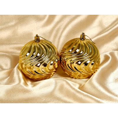 Набор елочных шаров 2шт "Рельеф" 10см золото 201-1763 Набор елочных шаров 2шт "Рельеф" 10см золото 201-1763