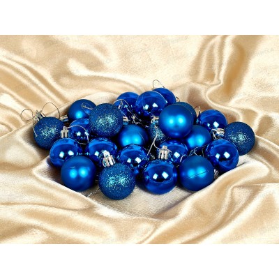 Набор елочных шаров 24шт "Микс фактур" 4см синий 201-0626 Набор елочных шаров 24шт "Микс фактур" 4см синий 201-0626