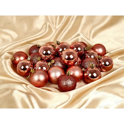 Набор елочных шаров 24шт "Микс фактур" 6см роз зол 201-1386 Набор елочных шаров 24шт "Микс фактур" 6см роз зол 201-1386