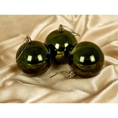 Набор елочных шаров 3шт "Глянец" 8см изумруд 652-390 Набор елочных шаров 3шт "Глянец" 8см изумруд 652-390