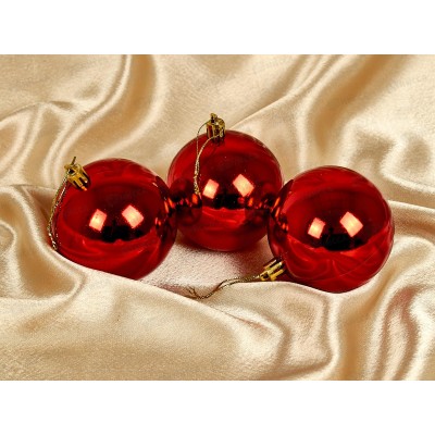 Набор елочных шаров 3шт "Глянец" 8см красный 183-919 Набор елочных шаров 3шт "Глянец" 8см красный 183-919