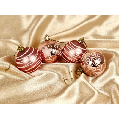 Набор елочных шаров 4шт "Снежная дымка" 6см роз зол 201-1151 Набор елочных шаров 4шт "Снежная дымка" 6см роз зол 201-1151