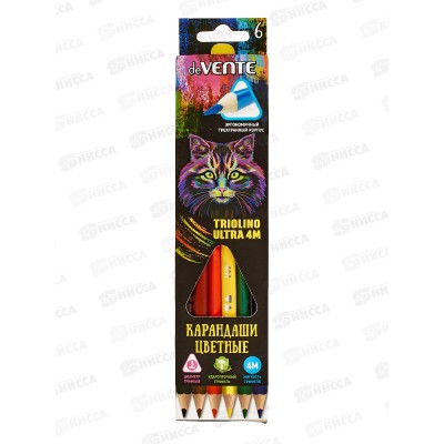 Карандаши 6 цветов deVente Triolino Ultra трехгранные картонная упаковка 5021915 *24/240 Карандаши 6 цветов deVente Triolino Ultra трехгранные картонная упаковка 5021915 *24/240