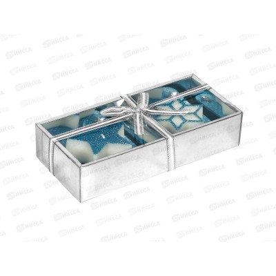 Свечи новогодние 2шт  &quotИскры&quot 18,5*4см голубой 193-242