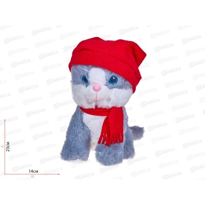 Кошечка Амина 20см, в красном колпаке и красном шарфе, 01046920-28-82 Кошечка Амина 20см, в красном колпаке и красном шарфе, 01046920-28-82