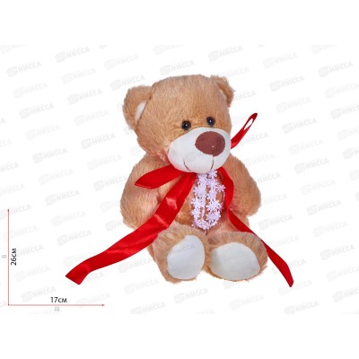 Мишка Берни в красным атласным бантом, 22/30см, 0641822-70 Мишка Берни в красным атласным бантом, 22/30см, 0641822-70