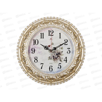 Часы настенные &quot21 Век&quot 3825-003 Полевые цветы белый с золотом Рубин