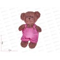 Мишка Аха &quotШоколад&quot в комбинезоне цикламен, 33см, 904533S-49