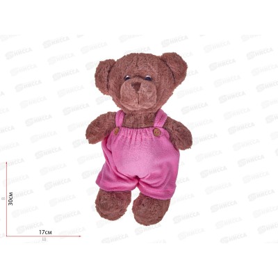 Мишка Аха "Шоколад" в комбинезоне цикламен, 33см, 904533S-49 Мишка Аха "Шоколад" в комбинезоне цикламен, 33см, 904533S-49