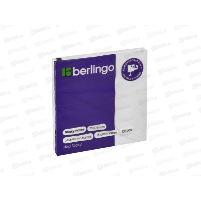 Блок липкий Berlingo 75*75,белый,39210 *12/144 Блок липкий Berlingo 75*75,белый,39210 *12/144