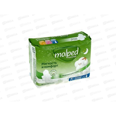 Molped прокладки Pure&Soft ультратонские с крылышками ночные 7шт 7037 *16 Molped прокладки Pure&Soft ультратонские с крылышками ночные 7шт 7037 *16
