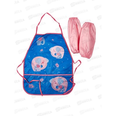 Фартук для труда ПП Очаровательные слоники, с 2 карманами+нарукавники, ФН-5098 Фартук для труда ПП Очаровательные слоники, с 2 карманами+нарукавники, ФН-5098