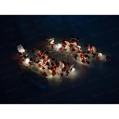 Гирлянда 2м "Дед Мороз" 20 LED 1 режим теплый белый, тип питания от батареек 183-0402 Гирлянда 2м "Дед Мороз" 20 LED 1 режим теплый белый, тип питания от батареек 183-0402