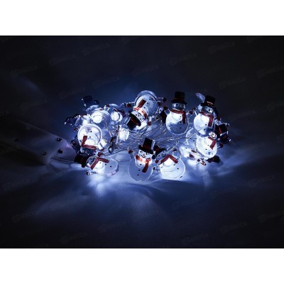 Гирлянда 2м "Снеговичок" 20 LED 1 режим белый, тип питания от батареек 183-0405 Гирлянда 2м "Снеговичок" 20 LED 1 режим белый, тип питания от батареек 183-0405