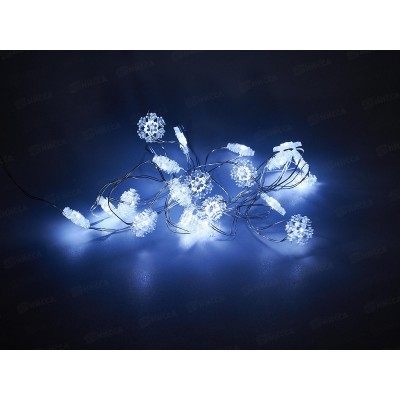 Гирлянда 2м &quotСнежинка&quot 20 LED 1 режим белый, тип питания от батареек 183-0131