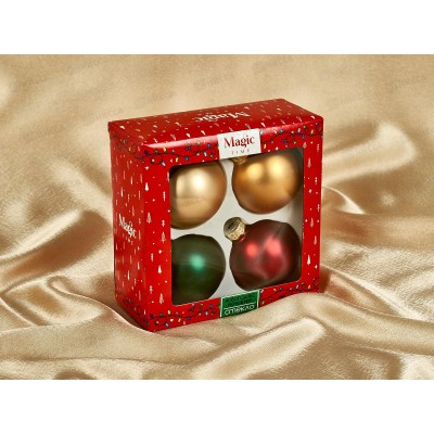 Набор шаров 4шт, 6см стекло, 93196