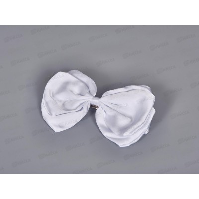 Заколка-автомат с бантом шелк 16см белая №9417 Заколка-автомат с бантом шелк 16см белая №9417