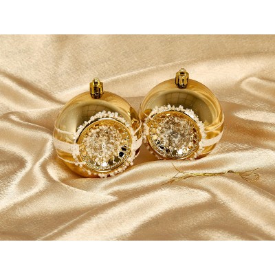 Набор шаров 2шт Кратеры d8см, золото, SYQF-0122158 АТМ Набор шаров 2шт Кратеры d8см, золото, SYQF-0122158 АТМ