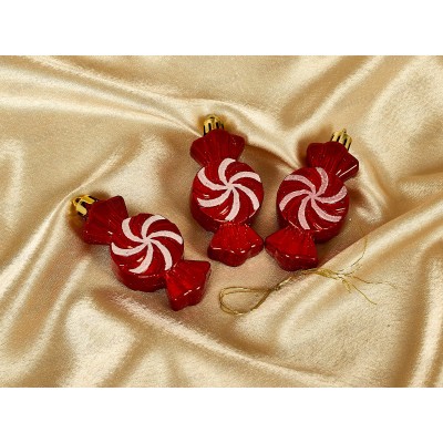 Елочное украшение Карамельки 3шт, красный, 3,8х2х8см, SYQC-0123234-1 Елочное украшение Карамельки 3шт, красный, 3,8х2х8см, SYQC-0123234-1