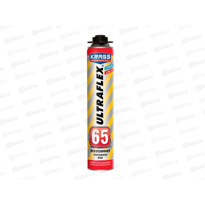 Пена монтажная ULTRAFLEX 65 всесезонная (-10..+30°C), 800мл, под пистолет, 9591615 *12/816 Пена монтажная ULTRAFLEX 65 всесезонная (-10..+30°C), 800мл, под пистолет, 9591615 *12/816