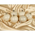 Набор елочных шаров 6шт пластик белый жемчуг 6см 372-544 г Набор елочных шаров 6шт пластик белый жемчуг 6см 372-544 г