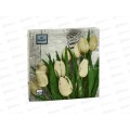 Салфетки 3 слойные 20 листов 33*33 Art Bouquet Белые тюльпаны, 37383 *12